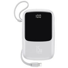 Внешний аккумулятор Baseus Power Bank 10000mAh with Lightning Cable Q Pow Display 15W White (PPQD-B02): Количество USB 3