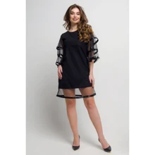 Платье FLFashion Герби МПГ 1691 44 черное повседневное короткое мини: Состав Эластан, Полиэстер