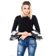 Блуза ISSA PLUS 9788 42 чорна з рукавом 7/8: Сезон Демісезон