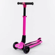 Самокат Lamborghini трехколесный складной алюминиевый руль, колеса PU со светом Pink/Black (101284): Количество колес 3