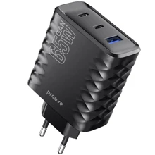 Зарядное устройство Proove Wall Charger 2xUSB-C+USB Speed Surge GaN 65W Black: Особенности Быстрая зарядка, Power Delivery (PD), USB-C