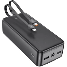 Внешний аккумулятор Hoco Power Bank 30000mAh J118B with Cable Black: Количество USB 3