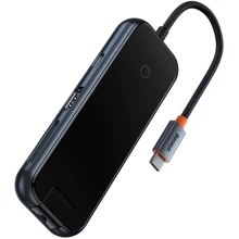 Адаптер Baseus Adapter AcmeJoy USB-C to HDMI+2xUSB3.0+USB2.0+USB-C+RJ45+SD Black (WKJZ010613): Колір чорний