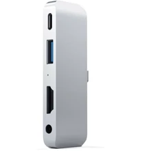 Адаптер Satechi Adapter Pro USB-C to USB-C+USB3.0+HDMI+Mini-jack 3.5 Silver (ST-TCMPHS): Колір сріблястий