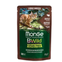 Влажный корм беззерновой Monge BWild Grain Free Wet Buffalo Large Breeds из мяса буйвола с овощами для кошек крупных пород 85 г (70012751): Тип Влажный корм