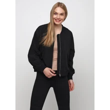 Бомбер Monki 3889384 46 черный демисезон: Сезон Демисезон