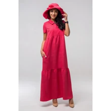 Платье FLFashion Кураж ППК 2182 44 розовое повседневное длинное макси: Состав Лен