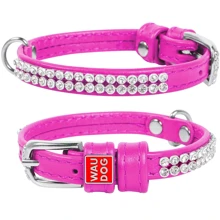 Ошейник WAUDOG Glamour "Полотно стразы" 9 мм 18-21 см розовый (33067): Производитель WAUDOG