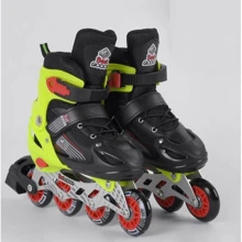 Роликові ковзани Best Roller (30-33) PVC колеса, світло на передньому колесі, в сумці Black / Light green (98861): Колір зелений