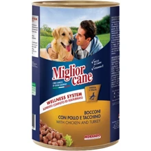 Вологий корм для собак Migliorcane зі шматочками курки та індички 1250 г (8007520011549): Тип Влажный корм