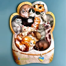 Дерев'яний пазл рамки-вкладаші Ubee "Котики-муркотики" (ПСФ133): Тип пазл
