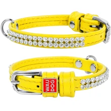 Ошейник WAUDOG Glamour "Полотно стразы" 9 мм 18-21 см желтый (33068): Производитель WAUDOG