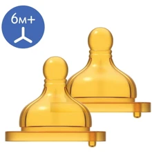 Латексная соска Chicco Original Touch для каш 6м+ 2 шт. (27856.00): Поток средний