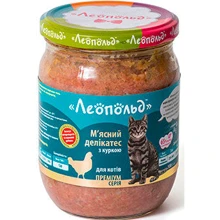 Влажный корм для кошек Леопольд Мясные деликатесы с курицей 500 г х 6 шт. (4820185490139-6): Тип Влажный корм