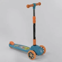 Самокат детский трехколесный Best Scooter со светящимися колёсами PU, дисками и складным рулем Blue/Orange (87731): Количество колес 3