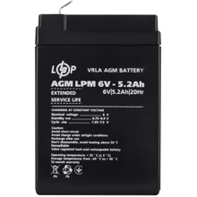 Аккумуляторная батарея LogicPower LPM 6V 5.2 Ah, AGM (4158): Тип AGM