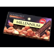 Шоколад Millennium Golden Nut чорний з цілим мигдалем 100 г (4820240031505): Вага, г 100