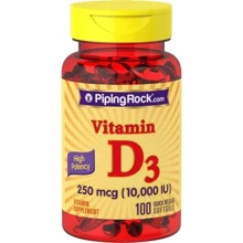 Piping Rock High Potency Vitamin D3 10000 IU 100 Softgels Високоефективний комплекс вітаміну D3: Тип вітамін D