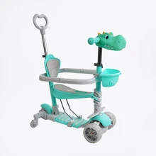 Детский самокат 5в1 Best Scooter зелёный с головой дракона (P-67303): Количество колес 3