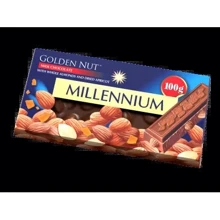 Шоколад Millennium Golden Nut молочний з цілим мигдалем і курагою 100 г (4820240031666): Вага, г 100