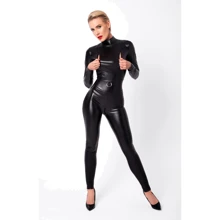 Комбинезон Noir Handmade F319 Caged wetlook catsuit with zippers and ring Black, S: Для кого Для женщин