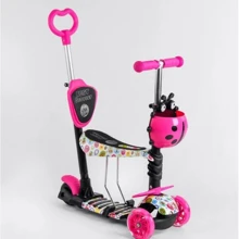 Детский самокат Best Scooter с родительской ручкой розовый (SC20482): Количество колес 3