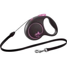 Поводок-рулетка Flexi Black Design S до 12 кг 5 м розовый (4000498033319): Тип шнура Трос