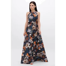 Сарафан FashionUp SRF-1814C-44 44 синий повседневный длинный макси: Состав Полиэстер, Шелк, Эластан