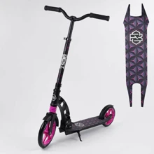 Самокат двоколісний Best Scooter з PU колесами, 1 амортизатором Black / Pink (99665): Кількість коліс 2