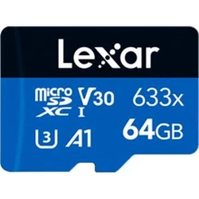 Карта памяти Lexar 64GB microSDXC Class 10 UHS-I U3 V30 A1 High Performance 633x (LMS0633064G-BNNNG): Тип карты MicroSDXC