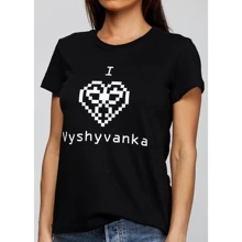 Футболка жіноча Manatki з Принтом Вишиванка ж Black L: undefined undefined