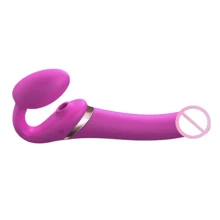 Безремневой вибрострапон с вакуумной стимуляцией Strap-On-Me Multi Orgasm - M - Fuchsia: Для кого Для женщин