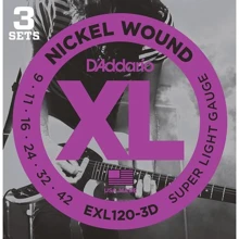 Струна для гитар Струны D`ADDARIO EXL120-3D XL SUPER LIGHT (09-42) - 3 SET: Тип Комплект струн