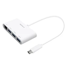 Адаптер Macally Adapter USB-C to 3xUSB 3.0+Ethernet White (UCHUB3GB): Колір білий