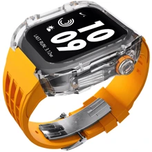 Аксесуар для Watch Fluorine Rubber Butterfly Buckle Orange Straps + Transparent Case для Apple Watch 45mm: Виробник Lunatik