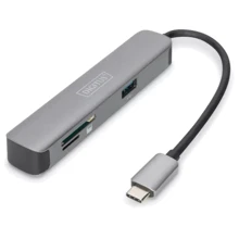 Адаптер Digitus Adapter USB-C to HDMI+2xUSB+SD+TF Grey (DA-70891): Колір серый
