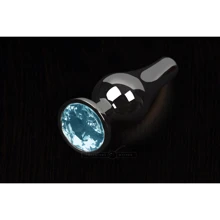 Пикантные Штучки, Маленькая графитовая анальная пробка с кристаллом - 8.5x3 см, голубой: Для кого Унисекс