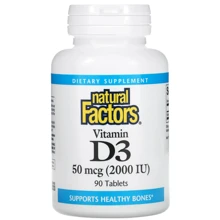 Natural Factors Vitamin D3 Витамин Д3 2000 МЕ 90 таблеток: Тип Витамин D