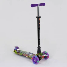 Самокат детский пластмассовый с алюминиевой трубкой руля + 4 колеса Purple/Black (74471): Количество колес 4