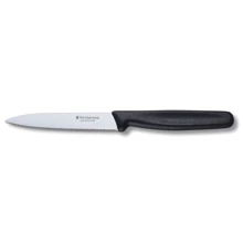 Кухонний ніж Victorinox хвиль. з чорною ручкою 10см (5.0733): Лезо нержавіюча сталь