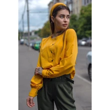 Блуза FLFashion Нимфа ХБН 3192 50-52 желтая с длинным рукавом: Сезон Демисезон