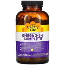 Country Life Omega 3-6-9 Комплекс омега 3-6-9 зі смаком лимона 180 м'яких капсул: Тип Омега 3-6-9