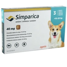 Жевательная таблетка Simparica от блох и клещей для собак 10-20 кг  цена за 1 табл., Продажа блистером  3 табл: Тип Таблетки