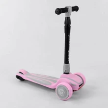 Самокат трехколесный Best Scooter, MAXI, складной алюминиевый руль, 3 колеса PU со светом Pink (102051): Количество колес 3