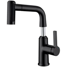 Смеситель для раковины Lefton Single-Hole Waterfall & Pull-Out Liftable Bathroom Faucet-BF2209 Matt Black: Назначение Для раковины