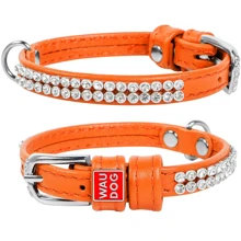 Ошейник WAUDOG Glamour "Полотно стразы" 9 мм 18-21 см оранжевый (33064): Производитель WAUDOG