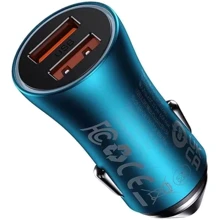 Зарядний пристрій Baseus Car Charger USB+USB Golden Contactor 60W Blue (CGJM000003): Особливості Быстрая зарядка