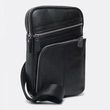 Чоловіча сумка-слінг Borsa Leather чорна (k18696-black): Стать Чоловік
