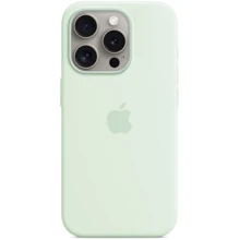Чехол для iPhone Apple Silicone Case with MagSafe Soft Mint (MWNL3) for iPhone 15 Pro: Цвет зеленый