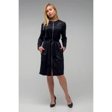 Платье FLFashion Манго СПМ2612 48 черное повседневное до середины бедра: Состав Эластан, Шерсть, Полиэстер